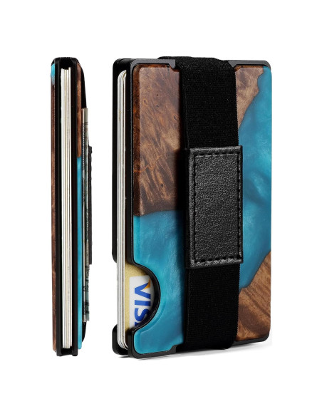 Billetera Minimalista RFID de Fibra de Carbono para Hombre - Resina Azul Aqua Billetera Minimalista RFID de Fibra de Carbono para Hombre - Resina Azul Aqua