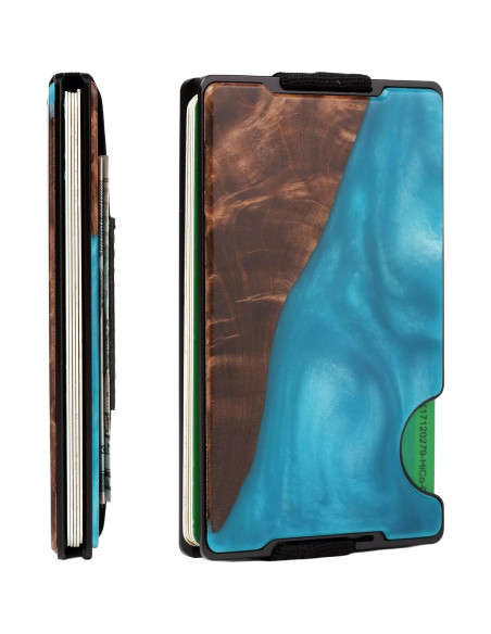 Billetera Minimalista RFID de Fibra de Carbono para Hombre - Resina Azul Aqua Billetera Minimalista RFID de Fibra de Carbono para Hombre - Resina Azul Aqua