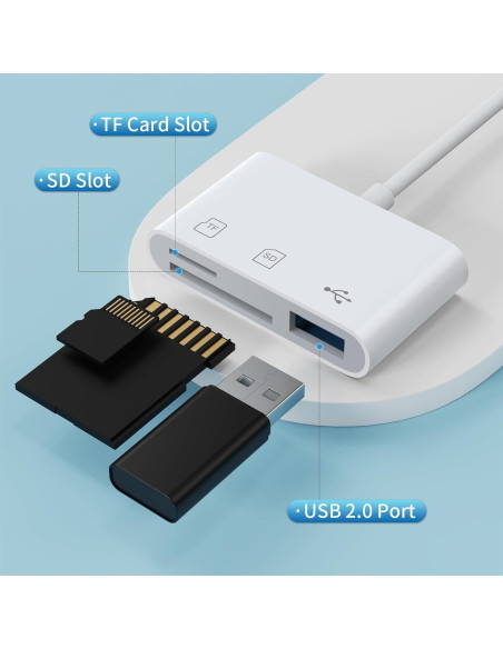Lector de Tarjetas SD USB C Meliya 3 en 1 para iPhone y Mac Lector de Tarjetas SD USB C Meliya 3 en 1 para iPhone y Mac