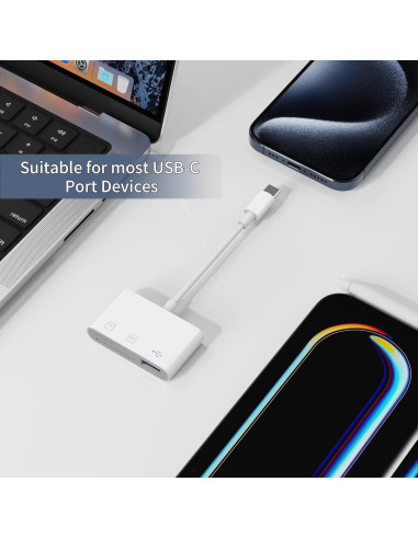 Lector de Tarjetas SD USB C Meliya 3 en 1 para iPhone y Mac