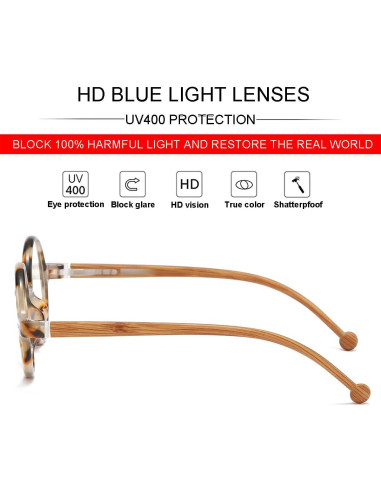 Gafas Retro Redondas JOVAKIT con Bloqueo Luz Azul 43mm