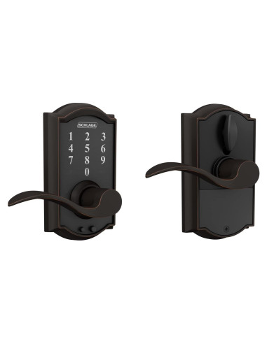 Cerradura Electrónica Sin Llave Schlage FE695 Camelot Bronce