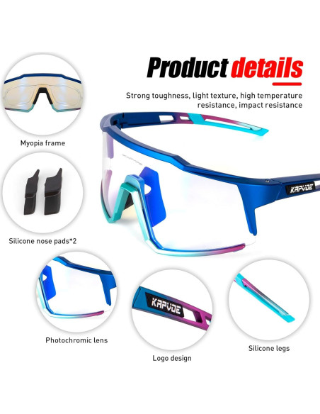 Gafas de Ciclismo KAPVOE K9022 Fotoquímicas UV400 Gafas de Ciclismo KAPVOE K9022 Fotoquímicas UV400