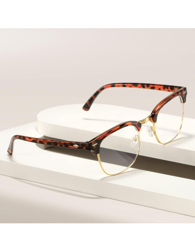 Gafas Vintage Semirimless AISSWZBER Lente Claro 50mm