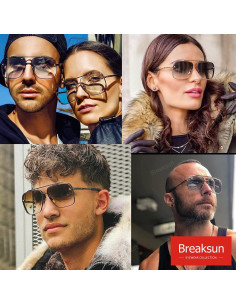 Gafas de sol cuadradas Breaksun UV400 unisex marco negro 2
