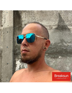 Gafas de sol cuadradas Breaksun con lente UV400 espejo azul 2