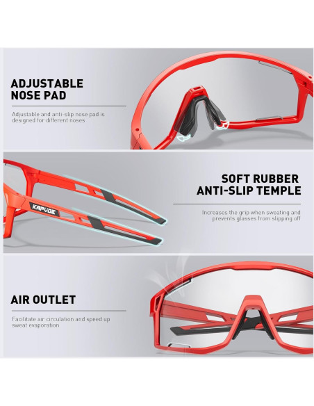 Gafas de Ciclismo KAPVOE K180 Fotoquímicas UV400 Gafas de Ciclismo KAPVOE K180 Fotoquímicas UV400