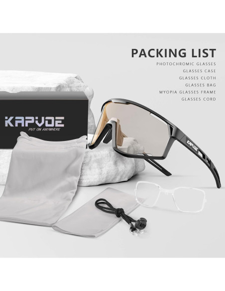 Gafas de Ciclismo KAPVOE K180 Fotoquímicas UV400 Gafas de Ciclismo KAPVOE K180 Fotoquímicas UV400