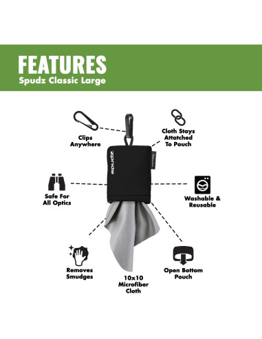 Paño Microfibra SPUDZ Classic | 10 x 10 cm | Negro