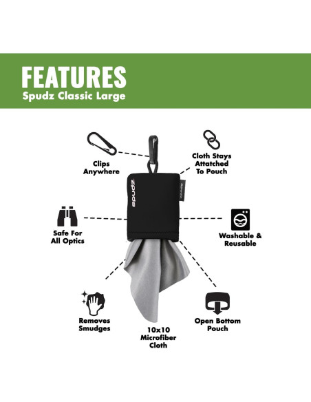 Paño Microfibra SPUDZ Classic | 10 x 10 cm | Negro Paño Microfibra SPUDZ Classic | 10 x 10 cm | Negro