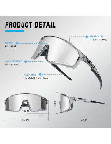 Gafas de Ciclismo VOZAPOW Polarizadas UV400 para Adultos