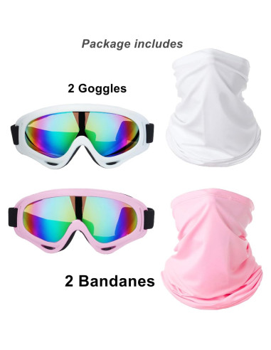Gafas de Motocicleta LJDJ 2 Paquete + 2 Máscaras Transpirables