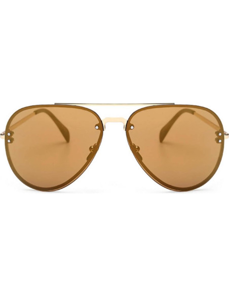 Gafas de Sol Aviador Metal Oro Espejo Marrón Moda Gafas de Sol Aviador Metal Oro Espejo Marrón Moda