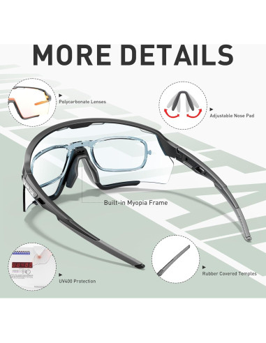 Gafas de Ciclismo Fotoquímicas KAPVOE UV400 para MTB