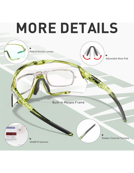 Gafas de Ciclismo KAPVOE Fotoquímicas UV400 para MTB Gafas de Ciclismo KAPVOE Fotoquímicas UV400 para MTB