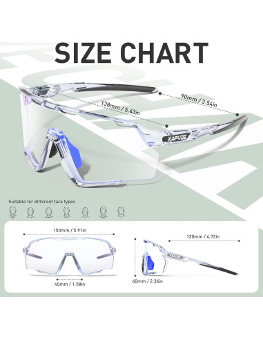 Gafas de Ciclismo KAPVOE Fotochromic UV400 para MTB