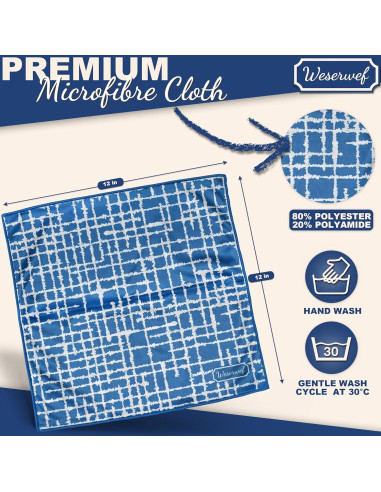 Paño de limpieza WESERWEF 30x30 cm microfibra azul