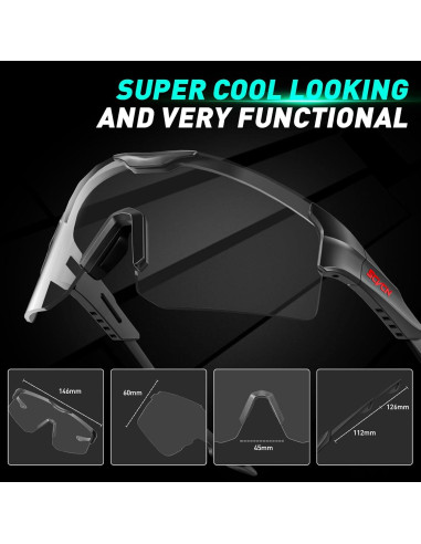 Gafas de Ciclismo Fotoquímicas KAPVOE UV400 Ajustables