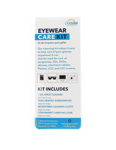 Kit de limpieza de gafas Cal Optix con spray y paño azul