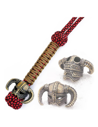 Lanyard de Paracord CooB con Bead de Metal Guerrero 14 cm