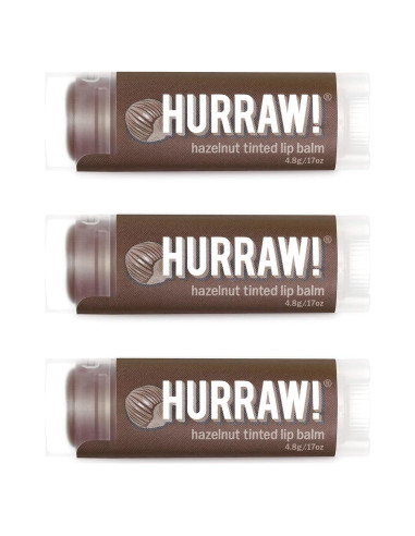 Bálsamo Labial Tinte de Avellana Hurraw! - Paquete de 3