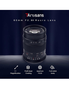 Lente Macro 7artisans 60mm F2.8 II para Fuji X-mount 2
