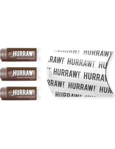 Bálsamo Labial Tinte de Avellana Hurraw! - Paquete de 3