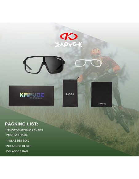 Gafas de Ciclismo KAPVOE Fotoquímicas Antivaho K62 Gafas de Ciclismo KAPVOE Fotoquímicas Antivaho K62