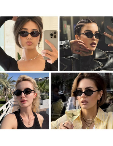 Gafas de Sol Ovaladas Gleyemor UV400 Unisex Negro 54mm