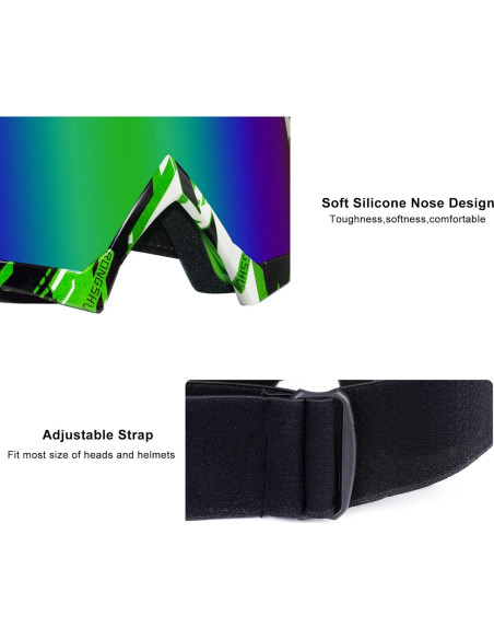 Gafas de Motocross ZukMi Verde Graffiti Lente Anti Rayaduras Gafas de Motocross ZukMi Verde Graffiti Lente Anti Rayaduras