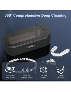 Limpiador Ultrasónico de Joyas Kunphy 350ml 46KHz Negro 2