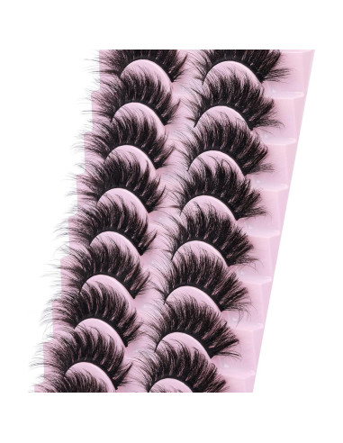 FANXITON Pestañas Postizas 20 mm Ojo de Gato 5D Paquete 10