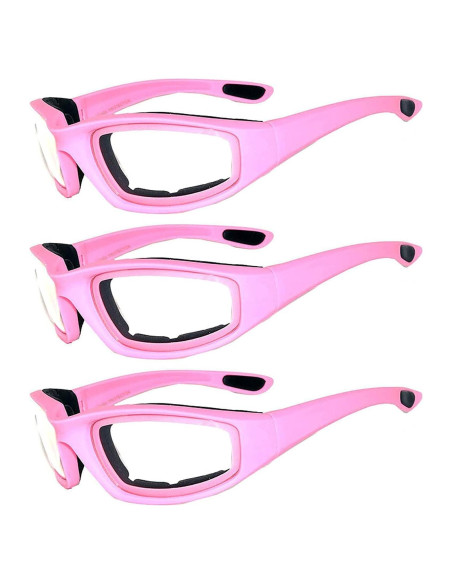 Paquete de 3 Gafas de Motocicleta Acolchadas UV400 Paquete de 3 Gafas de Motocicleta Acolchadas UV400
