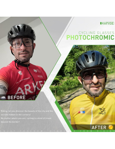 Gafas de Ciclismo KAPVOE K62 Fotoquímicas UV400 para Adultos