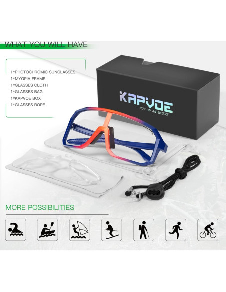Gafas de Ciclismo KAPVOE K62 Fotoquímicas UV400 para Adultos Gafas de Ciclismo KAPVOE K62 Fotoquímicas UV400 para Adultos