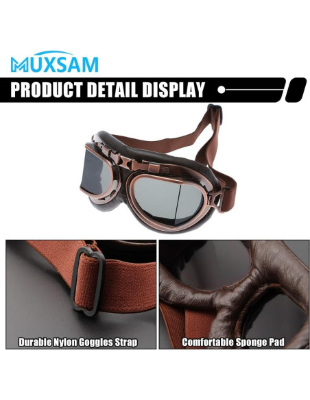 Gafas de Motocicleta MUXSAM Vintage a Prueba de Viento Gafas de Motocicleta MUXSAM Vintage a Prueba de Viento