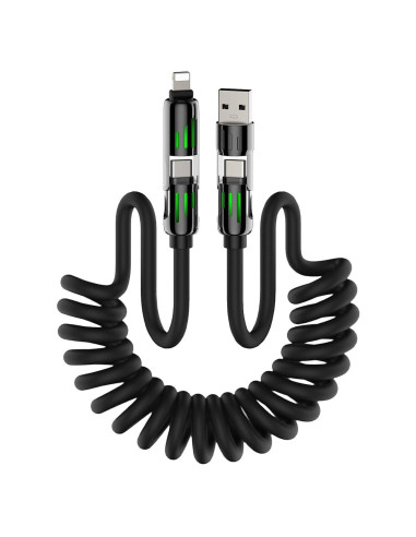 Cable de Carga Rápida 4-en-1 MFish 1.52m USB-C Lightning