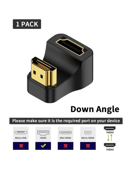 Adaptador HDMI 8K Poyiccot 180 Extensión Macho a Hembra Adaptador HDMI 8K Poyiccot 180 Extensión Macho a Hembra