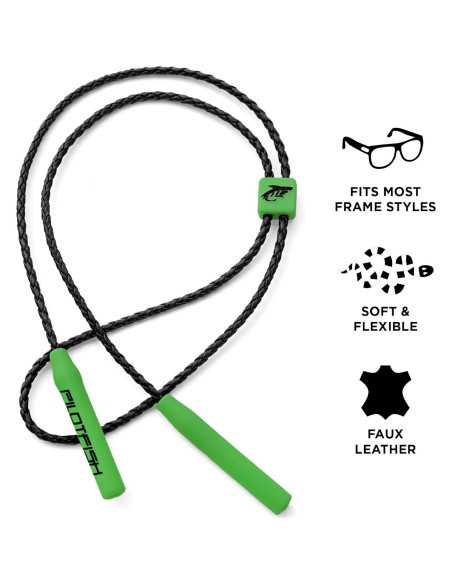 Correa de Gafas de Cuero Pilotfish - Ajustable Unisex Verde Correa de Gafas de Cuero Pilotfish - Ajustable Unisex Verde