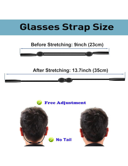 Correa para Gafas Omnful Ajustable 4pcs Negro 35.56 cm Correa para Gafas Omnful Ajustable 4pcs Negro 35.56 cm