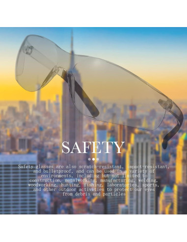 Queekay 20 Gafas de Seguridad Policarbonato UV Gris