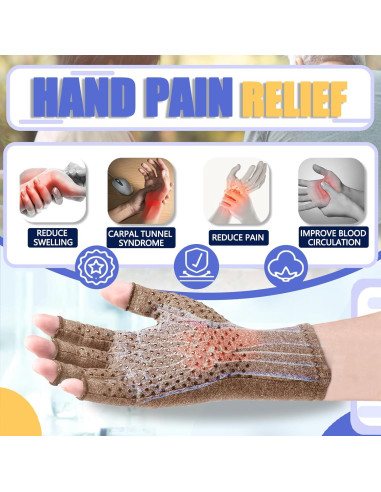 Guantes de Compresión DRNAIETY para Artritis Sin Dedos Caqui