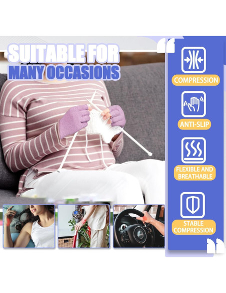 Guantes de Compresión DRNAIETY para Artritis Sin Dedos L Púrpura Guantes de Compresión DRNAIETY para Artritis Sin Dedos L Púrpura