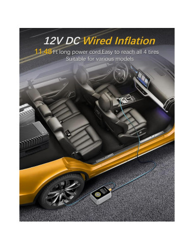 Bomba de Aire Portátil ZXNcar 12V Recargable 200PSI Inflador