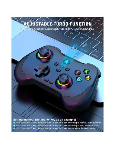 Controlador de Juegos Joso Inalámbrico para iOS/Android - Negro