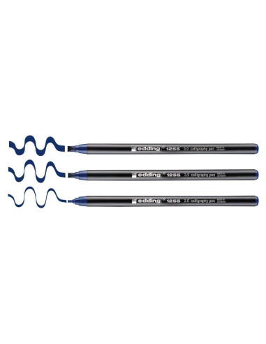 Pluma de Caligrafía Edding 1255 - Set de 3 - Azul Acero - Punta 2-5 mm