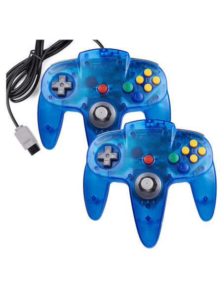Controlador N64 KIWITATA 2 Pack Azul Claro con Cable Controlador N64 KIWITATA 2 Pack Azul Claro con Cable