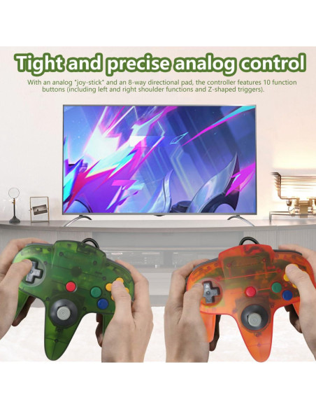 Controlador N64 Loner Clásico con Cable 2 Piezas Verde Naranja Controlador N64 Loner Clásico con Cable 2 Piezas Verde Naranja