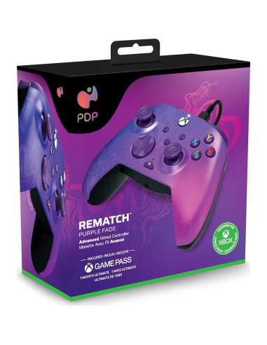 Controlador PDP REMATCH Cableado Degradado Púrpura Xbox