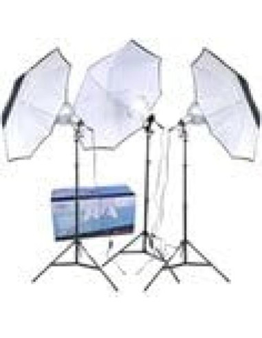 Kit de Iluminación Studio RPS 3 Paraguas 3 Reflectores 8"